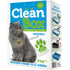 Постелка за котешка тоалетна CleanBox от бял бентонит без аромат 5 кг.